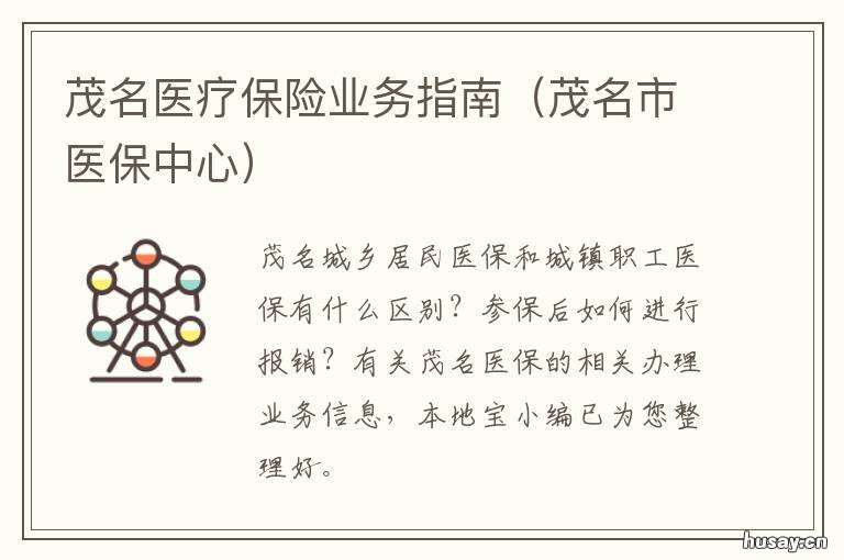 茂名医疗保险业务指南 茂名市医疗保障局官网