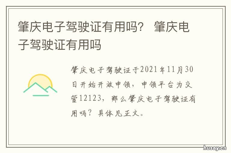 肇庆电子驾驶证有用吗? 肇庆电子驾驶证有用吗