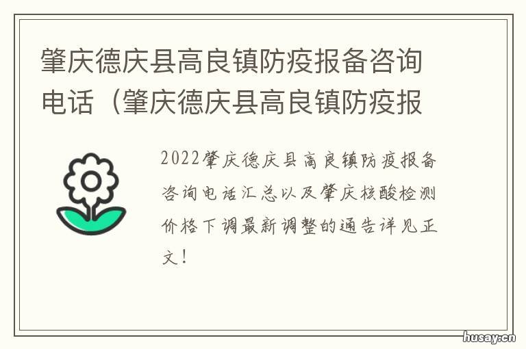 肇庆德庆县高良镇防疫报备咨询电话 肇庆市德庆县疫情