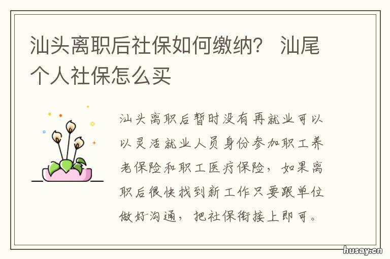 汕头离职后社保如何缴纳? 深圳社保怎么转到汕头个人交