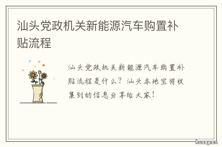 汕头党政机关新能源汽车购置补贴流程 汕尾市新能源汽车