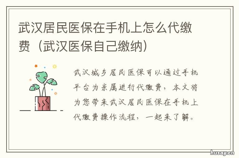 武汉居民医保在手机上怎么代缴费 武汉居民医保在手机上怎么代办