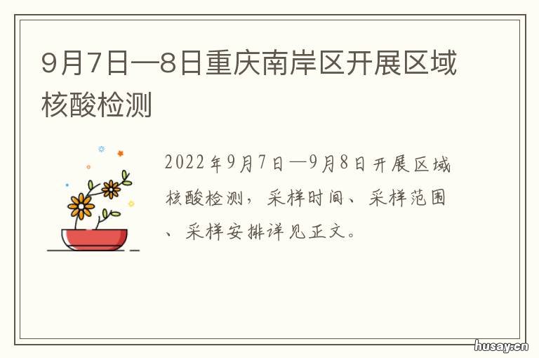 9月7日—8日重庆南岸区开展区域核酸检测 重庆南岸新闻