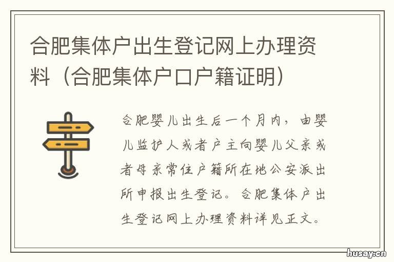 合肥集体户出生登记网上办理资料 合肥集体户领证流程