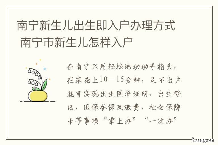 南宁新生儿出生即入户办理方式 兴宁市新生儿入户口