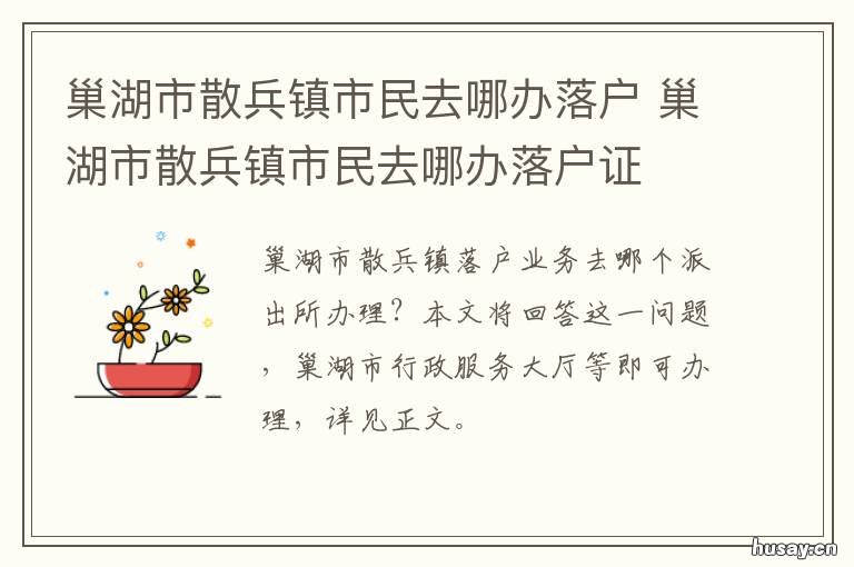 巢湖市散兵镇市民去哪办落户 巢湖市散兵镇政府