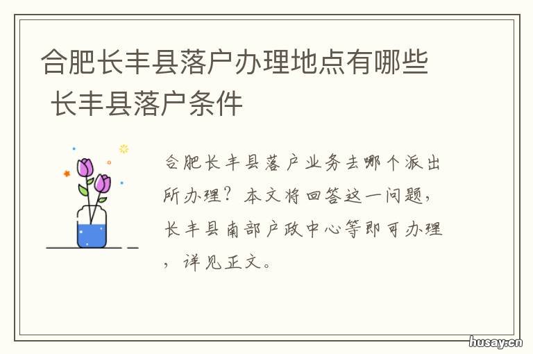 合肥长丰县落户办理地点有哪些 合肥长丰县户籍办事处电话