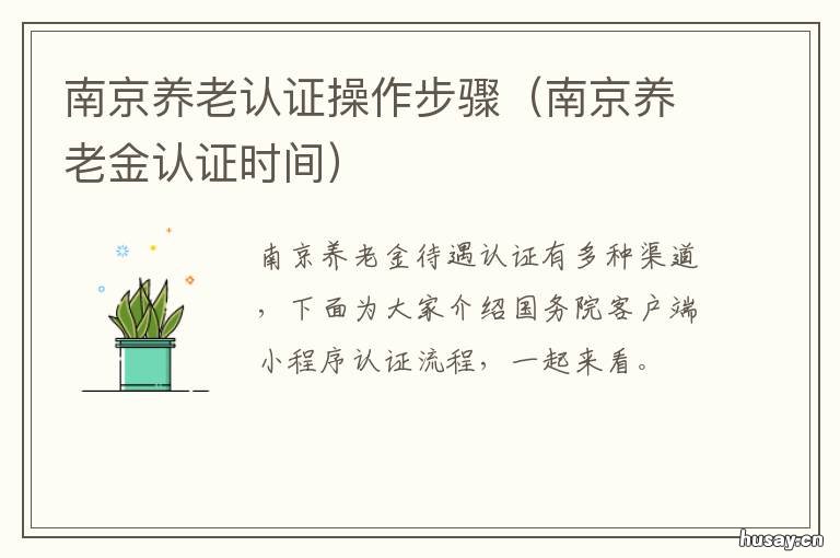南京养老认证操作步骤 南京养老金资格认证