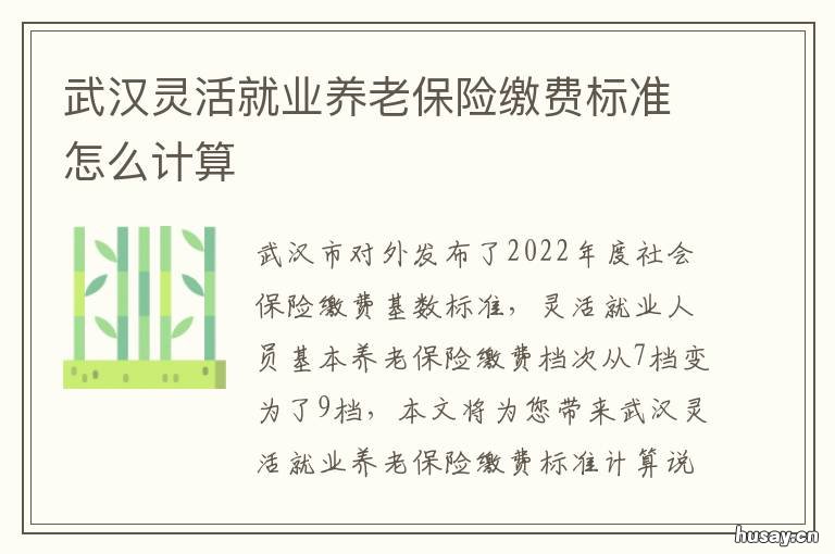 武汉灵活就业养老保险缴费标准怎么计算 武汉灵活就业养老保险缴费标准最新