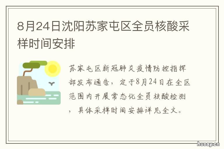 8月24日沈阳苏家屯区全员核酸采样时间安排 沈阳 48小时核酸