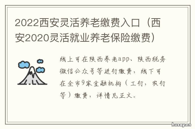 2022西安灵活养老缴费入口 2020西安灵活就业人员养老缴费