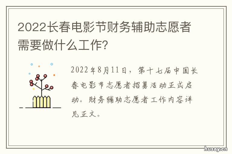 2022长春电影节财务辅助志愿者需要做什么工作? 长春电影节2021报名