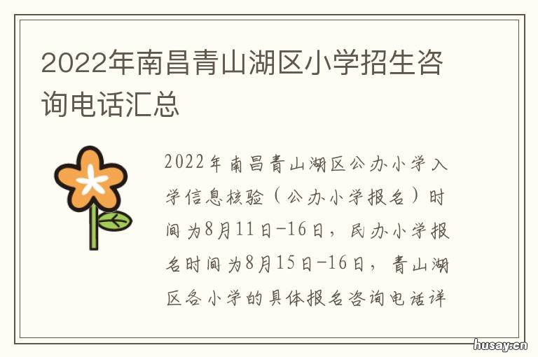 2022年南昌青山湖区小学招生咨询电话汇总 2022年南昌青山湖区小学学区划分