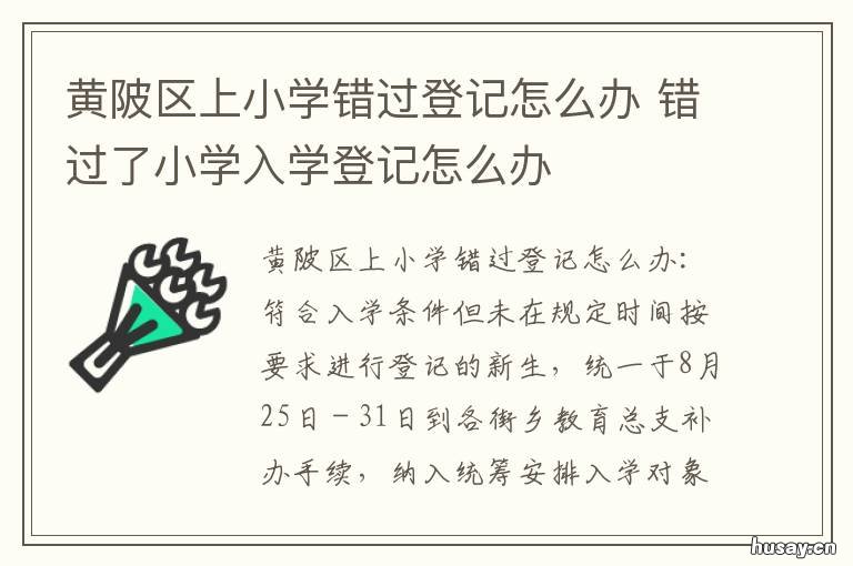 黄陂区上小学错过登记怎么办 黄陂区小学新生入学报名