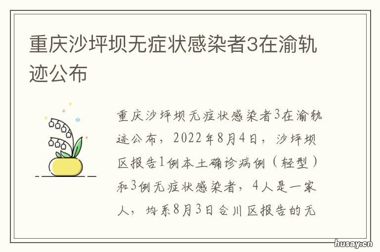 重庆沙坪坝无症状感染者3在渝轨迹公布