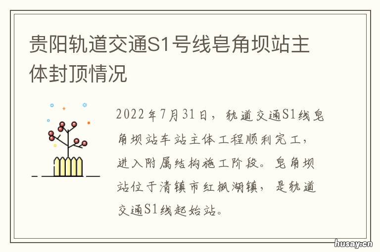 贵阳轨道交通S1号线皂角坝站主体封顶情况