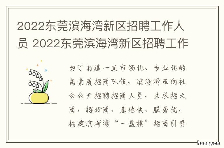 2022东莞滨海湾新区招聘工作人员 东莞滨海湾新区管委会招聘