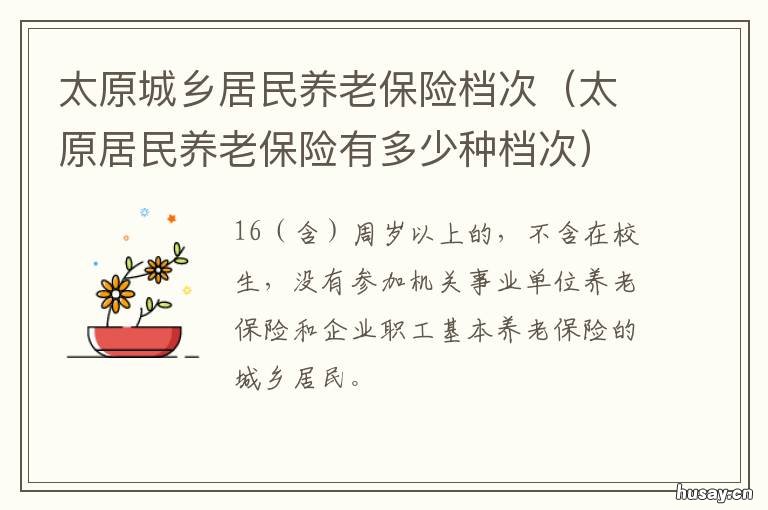 太原城乡居民养老保险档次 太原城乡居民养老保险2022