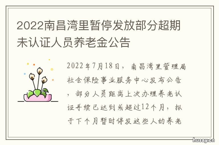 2022南昌湾里暂停发放部分超期未认证人员养老金公告 2021南昌湾里拆迁