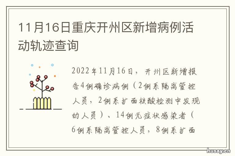 11月16日重庆开州区新增病例活动轨迹查询 重庆开州新城