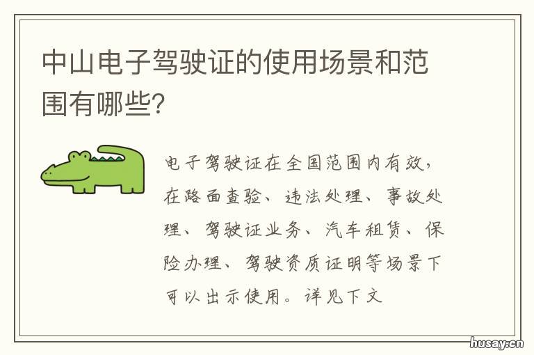 中山电子驾驶证的使用场景和范围有哪些? 中山市认可电子驾驶证吗