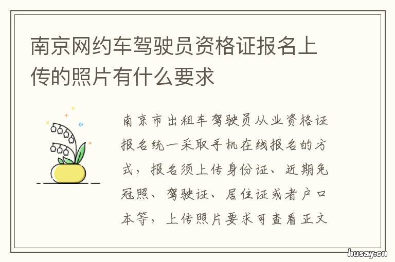 南京网约车驾驶员资格证报名上传的照片有什么要求 南京网约车驾驶员资格证需要年审吗