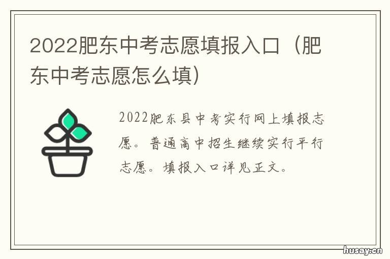 2022肥东中考志愿填报入口 肥东县中考志愿