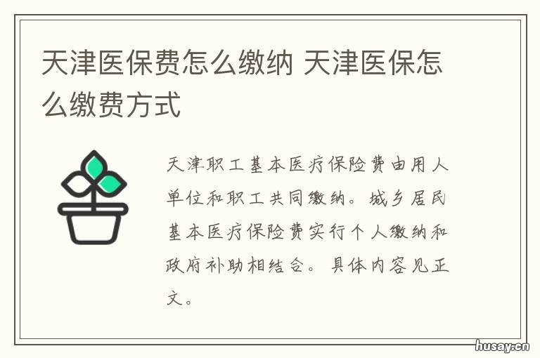 天津医保费怎么缴纳 天津医保如何缴费
