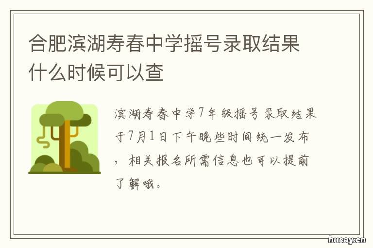 合肥滨湖寿春中学摇号录取结果什么时候可以查 合肥滨湖寿春中学摇号现场