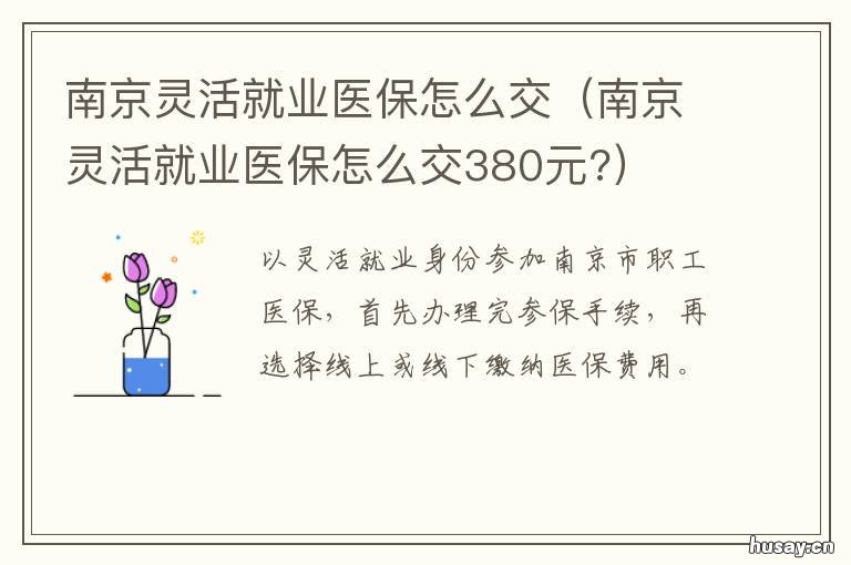 南京灵活就业医保怎么交 南京灵活就业医保怎么停保