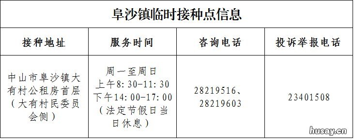 中山阜沙镇新冠疫苗接种点在哪里 中山阜沙医院疫苗