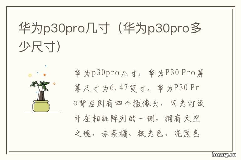 华为p30pro几寸 华为p30pro几寸的
