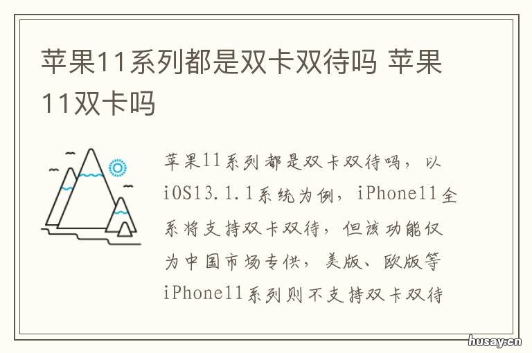 苹果11系列都是双卡双待吗 苹果11都是双卡双待吗?