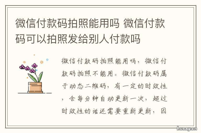 微信付款码拍照能用吗 微信付款码照片可以付款吗