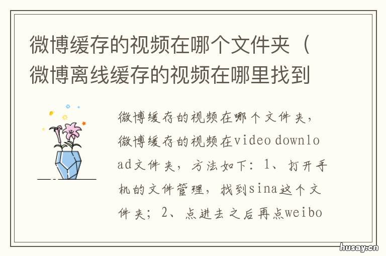 微博缓存的视频在哪个文件夹 微博缓存的视频在文件管理的哪里
