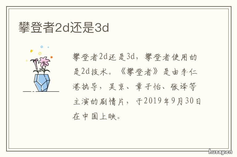 攀登者2d还是3d 攀登者是3d吗