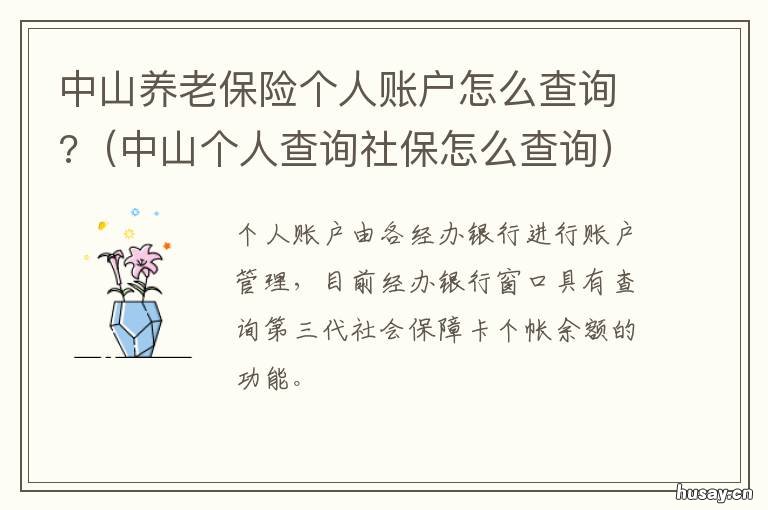 中山养老保险个人账户怎么查询? 中山养老保险查询