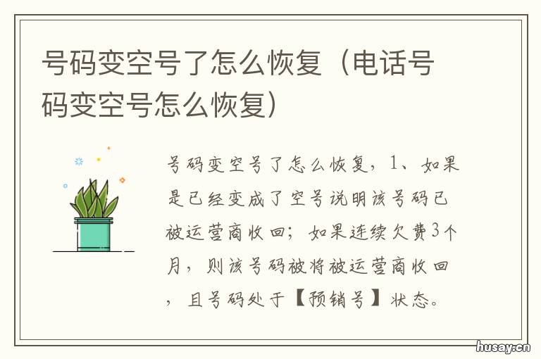 号码变空号了怎么恢复 电信号码变空号了怎么恢复