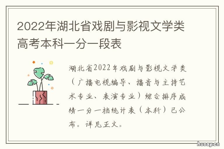 2022年湖北省戏剧与影视文学类高考本科一分一段表 2022年湖北省戏剧与影视学类