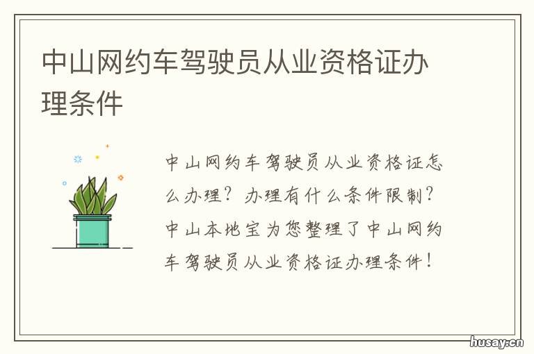 中山网约车驾驶员从业资格证办理条件 中山市网约车资格