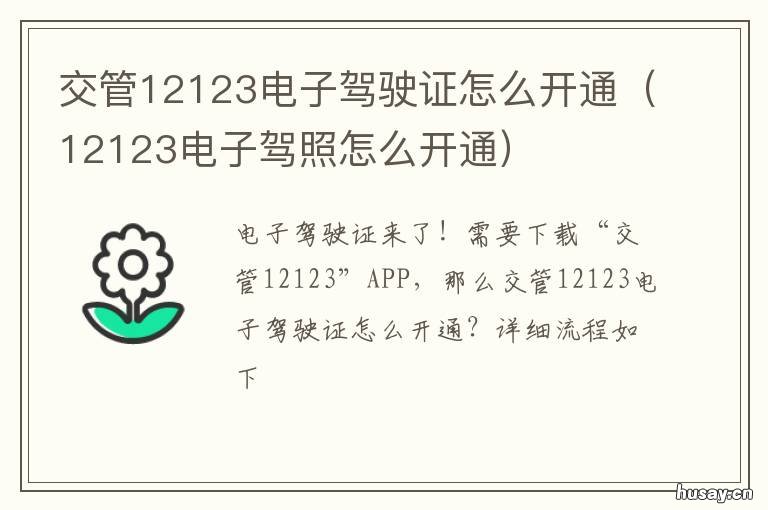 交管12123电子驾驶证怎么开通 12123怎么电子驾驶证
