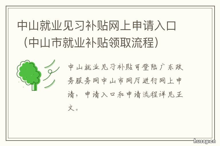 中山就业见习补贴网上申请入口 中山市人才信息网申请就业补贴