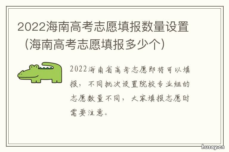 2022海南高考志愿填报数量设置 2021海南高考志愿怎么填报