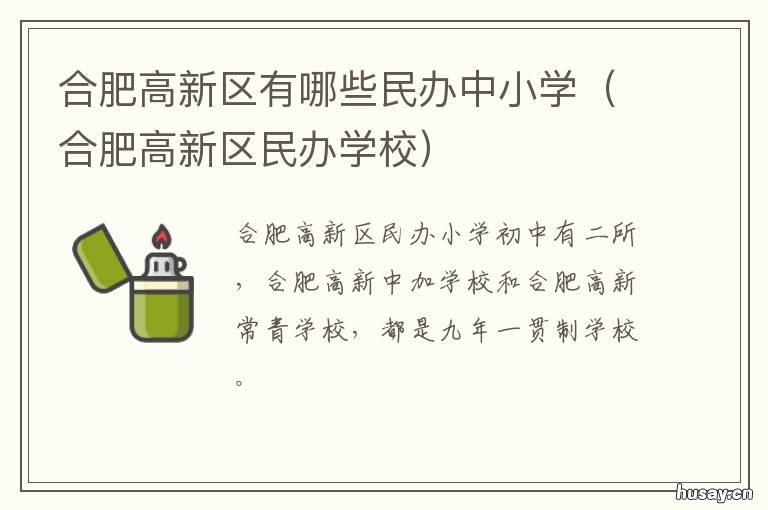 合肥高新区有哪些民办中小学 合肥高新区民办小学