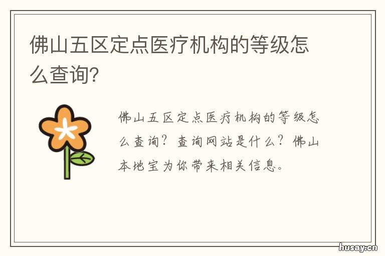 佛山五区定点医疗机构的等级怎么查询？ 佛山市外定点医疗机构