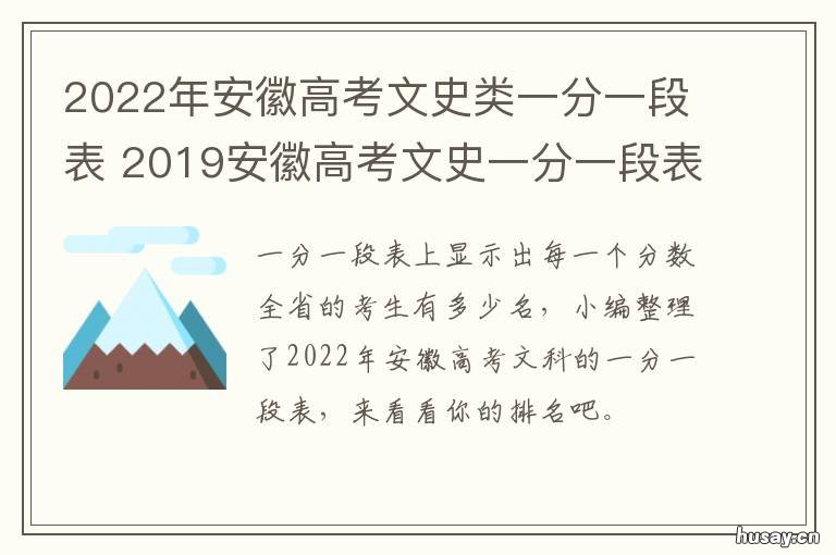2022年安徽高考文史类一分一段表 安徽2022年文科