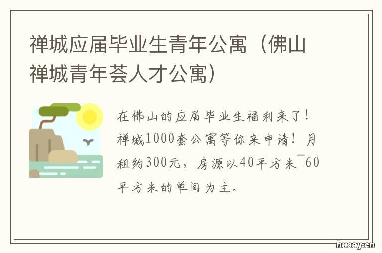 禅城应届毕业生青年公寓 禅城应届毕业生青年公寓补贴