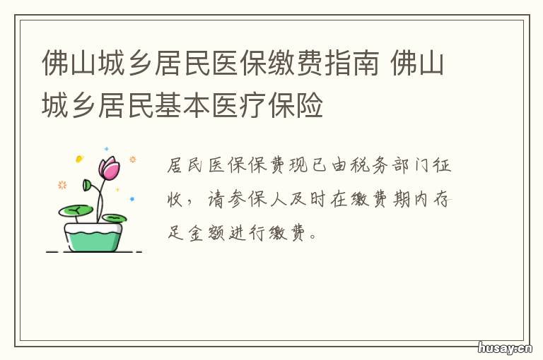 佛山城乡居民医保缴费指南 佛山城乡居民医疗保险缴费