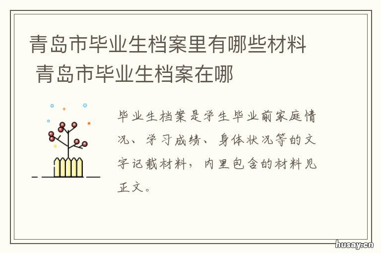 青岛市毕业生档案里有哪些材料 青岛市个人档案在哪里