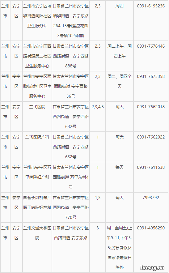 兰州安宁区疫苗接种点一览表 兰州市安宁区打疫苗